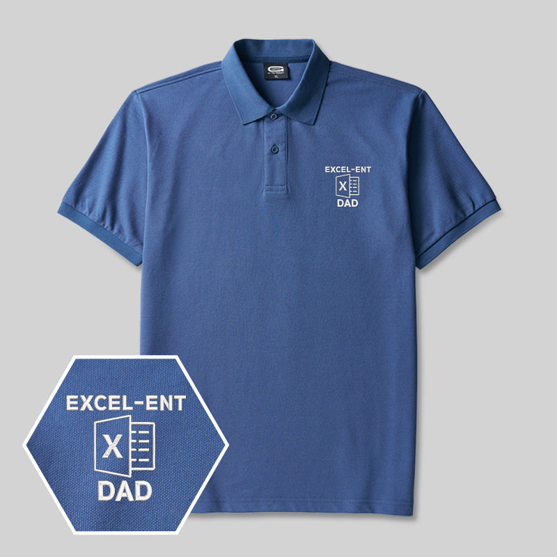 Excel-ent Dad Geek Embroidered Polo Shirt