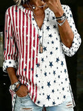 Women'S Retro Art American Flag Round Neck Top
