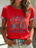 【250 Years】 Women's 250 Years Of Freedom Flower Art Print T-shirt
