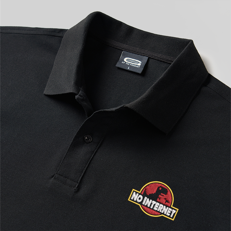 No Internet Geek Embroidered Polo Shirt