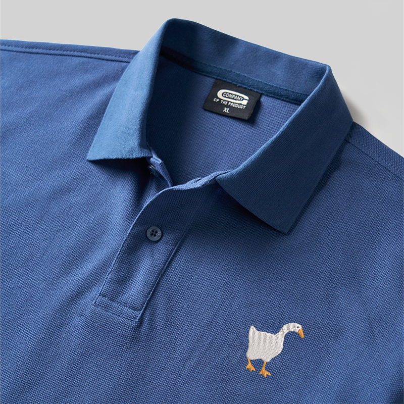 Goose Geek Embroidered Polo Shirt