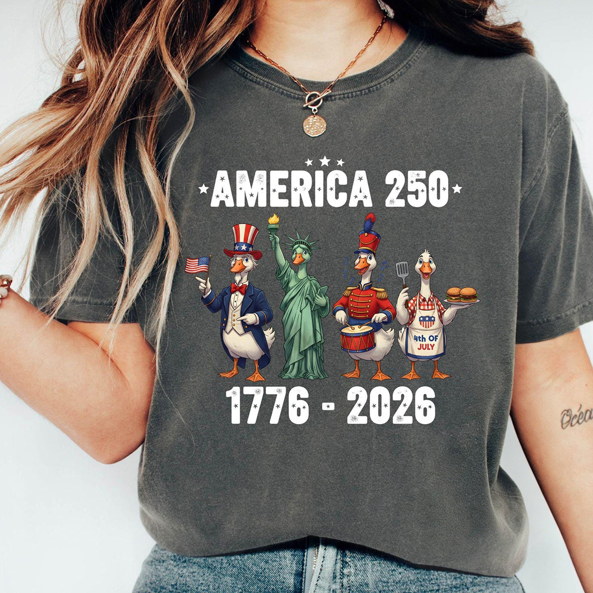 Women's Casual Multi-Color American 250 Printed T-Shirt