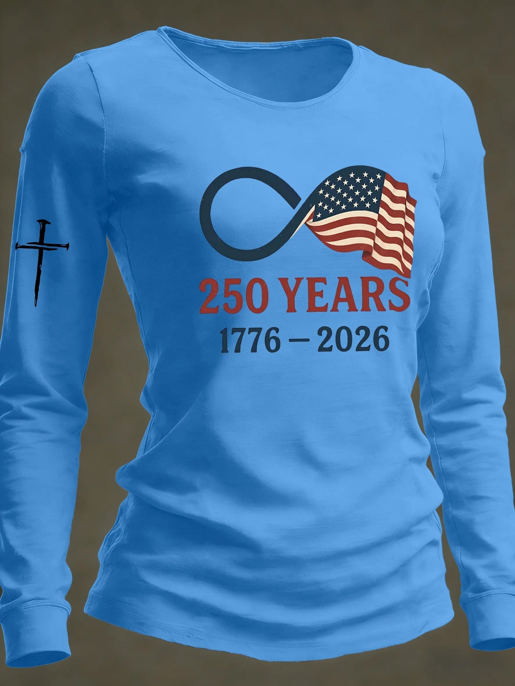Women's 250th Anniversary National Flag Print Casual Long-Sleeved T-Shirt