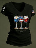 Women'S Independence Day 250Th Anniversary Printed V-Neck T-Shirt