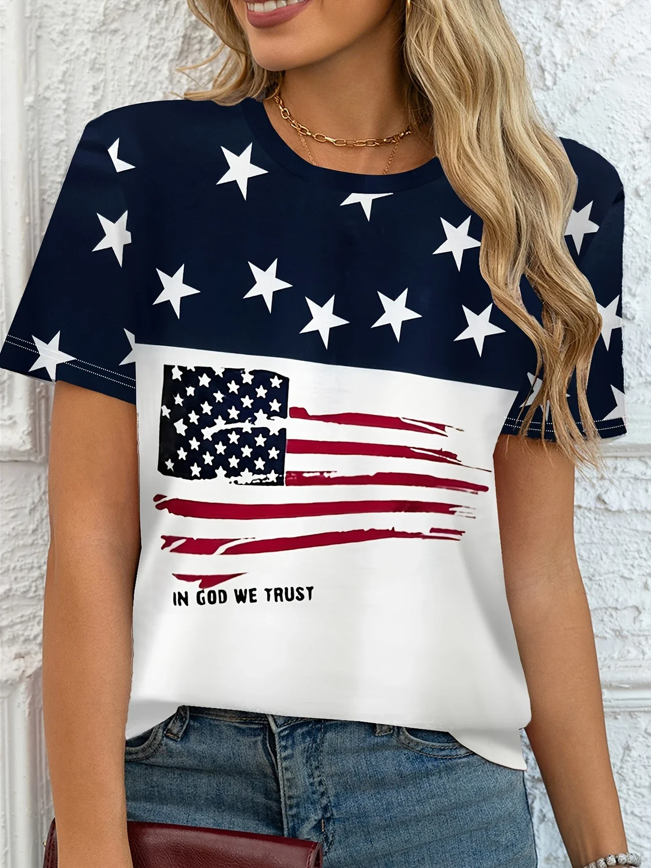 Casual Star Crew Neck Short Sleeve T-shirt