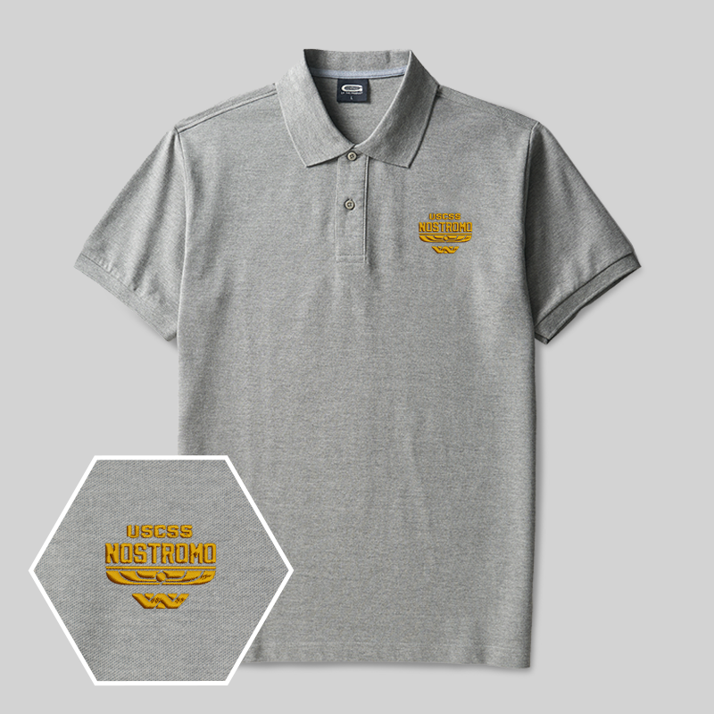 Alien Space Freighter Geek Embroidered Polo Shirt