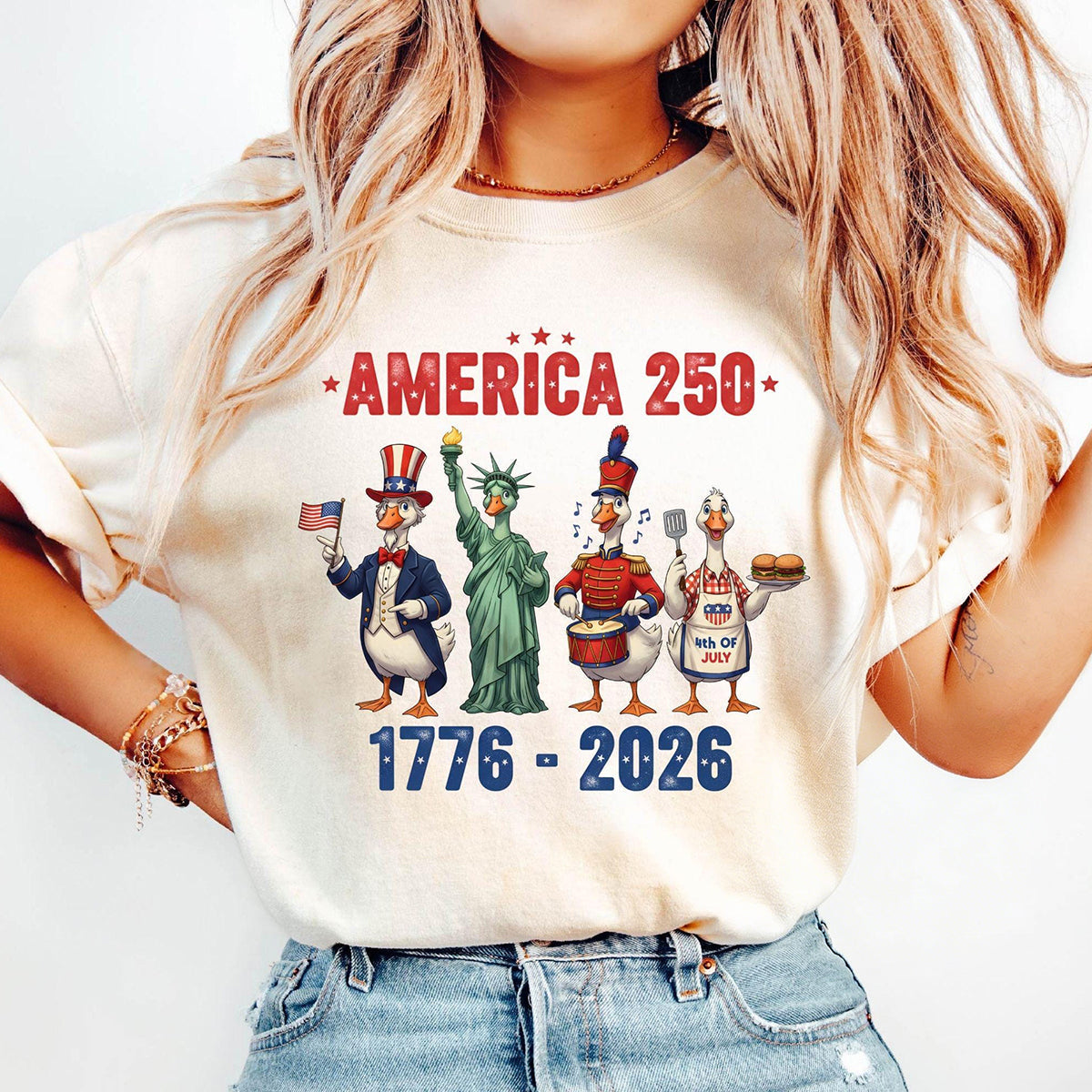 Women's Casual Multi-Color American 250 Printed T-Shirt