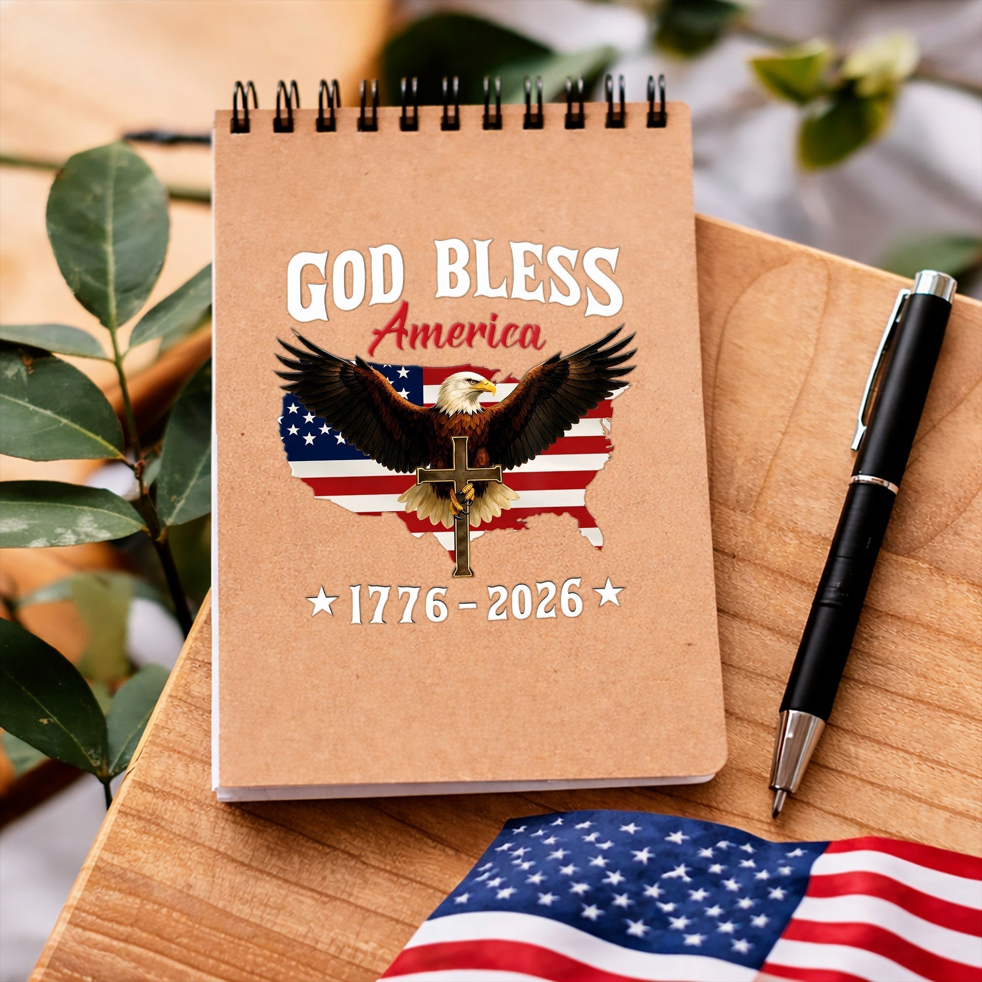 God Bless America 250th Anniversary Decal, Christian Eagle Patriotic Window Sticker