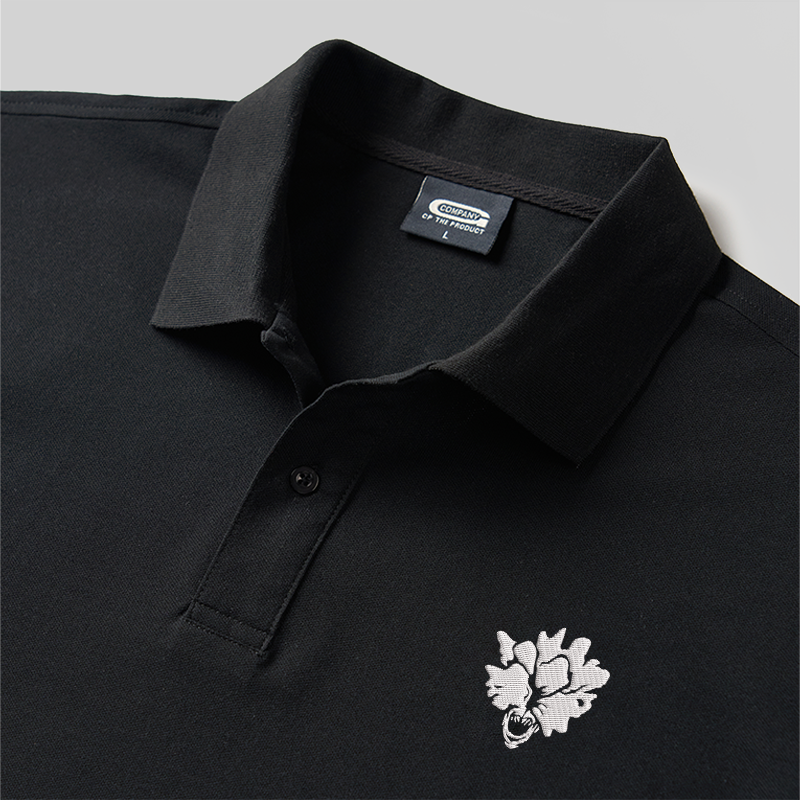 Clicker Emblem Geek Embroidered Polo Shirt