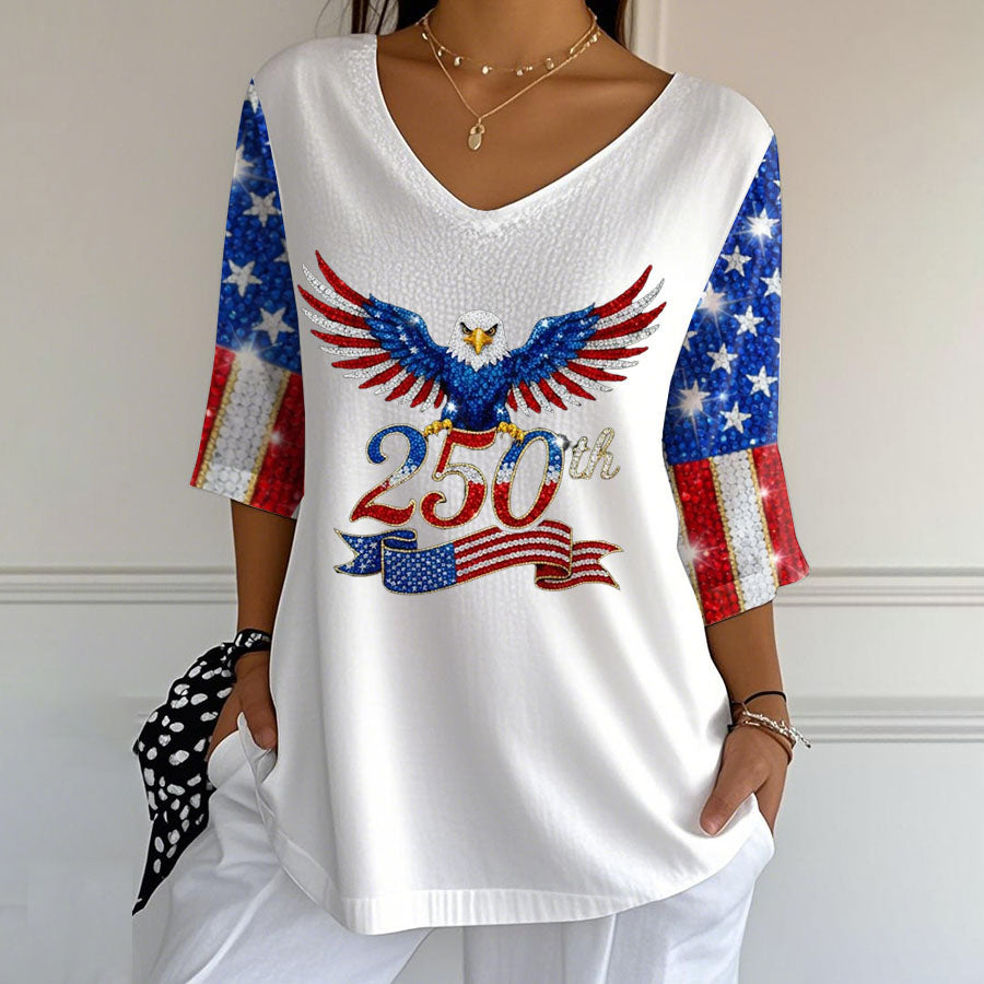 Women's America 250th Anniversary America Patriotic Half Sleeve Top