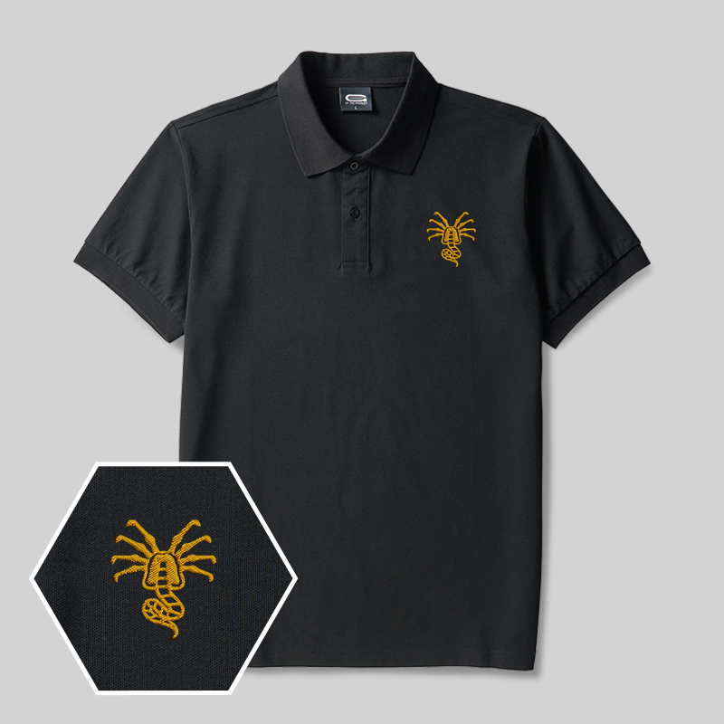 Facehugger Geek Embroidered Polo Shirt