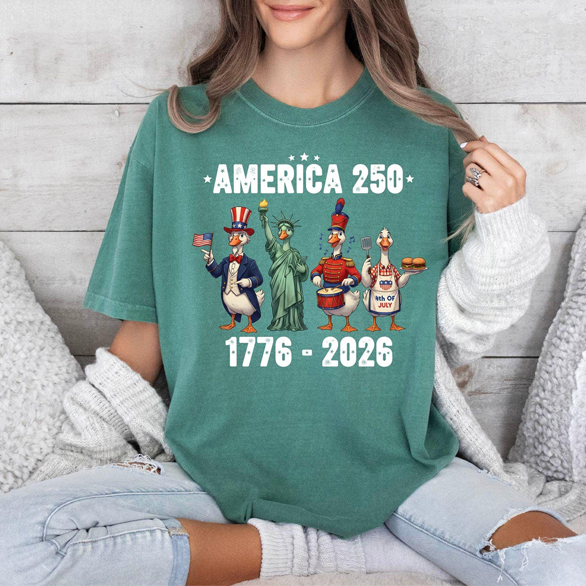 Women's Casual Multi-Color American 250 Printed T-Shirt
