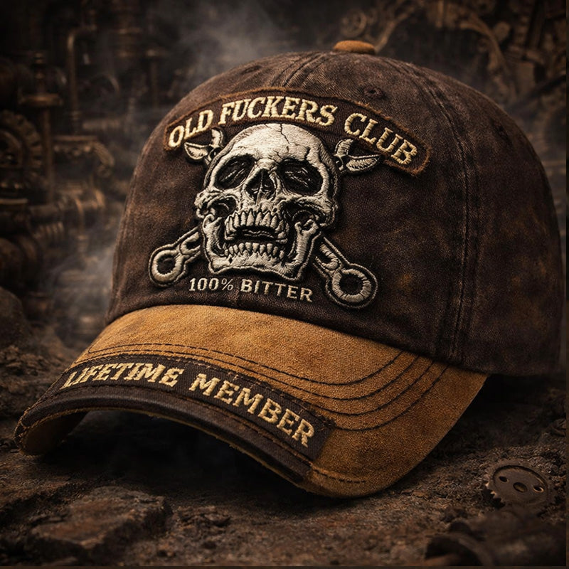 Funny Retro Old Man Club Print Casual Hat