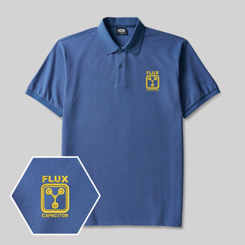 Flux Capacitor Emblem Geek Embroidered Polo Shirt