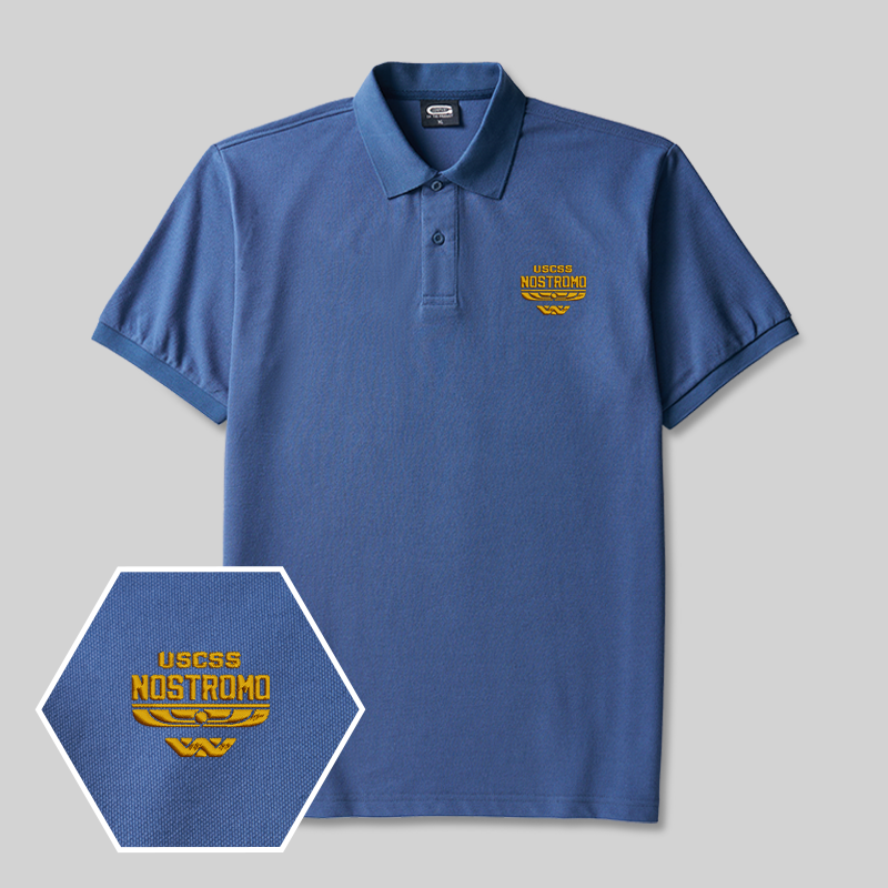 Alien Space Freighter Geek Embroidered Polo Shirt