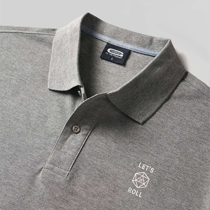 Let's Roll Emblem Geek Embroidered Polo Shirt